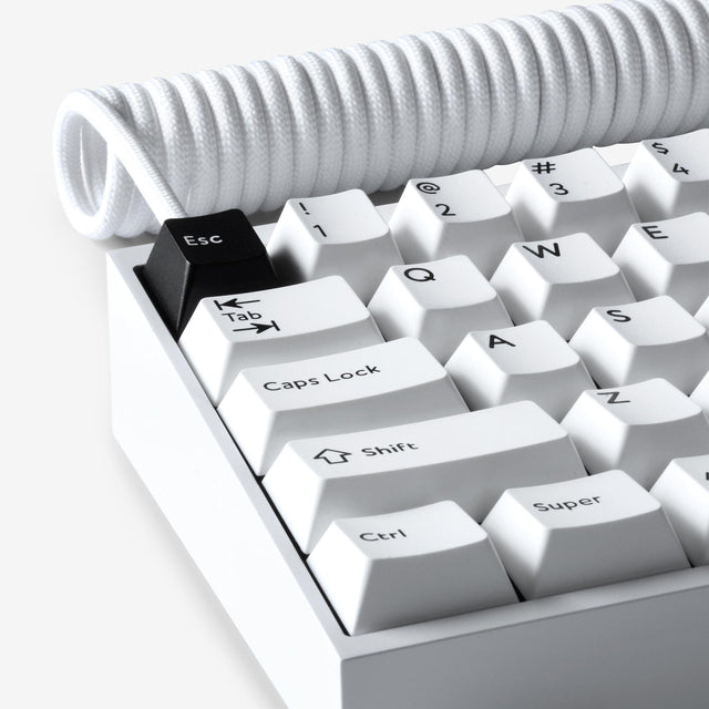 front corner view of white kbdfans mechanical keyboard