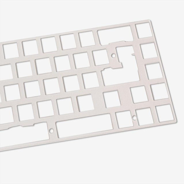 close up of 65% acrylic keyboard plate