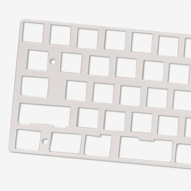 close up of 65% acrylic keyboard plate