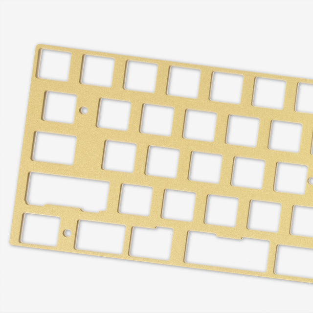 close up of 65% brass keyboard plate